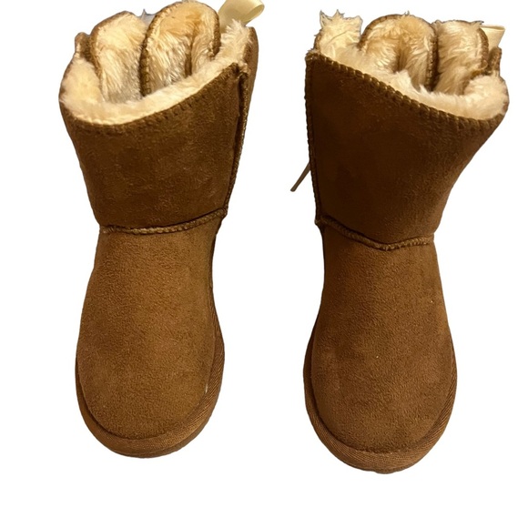 Lamo APRES Kids Bow Lace Faux Fur Lined Snow Boot Chestnut Brown Toddler size13Y - Picture 5 of 11